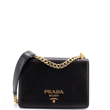 Prada Chain Flap Crossbody Bag Vernice Saffiano Leather Small