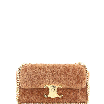 Celine Triomphe Chain Shoulder Bag Shearling Small