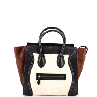 Celine Luggage Bag Pony Hair and Leather Mini