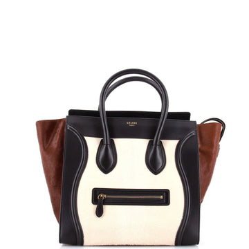 Celine Luggage Bag Pony Hair and Leather Mini