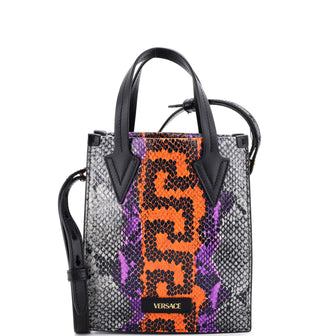 Versace Convertible Tote Python Embossed Leather Mini