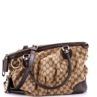 Gucci Sukey Top Handle Satchel GG Canvas with Leather Medium