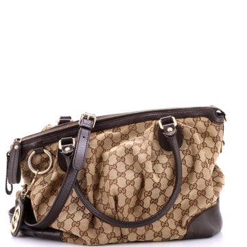 Gucci Sukey Top Handle Satchel GG Canvas with Leather Medium