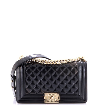 Chanel Boy Flap Bag Quilted Iridescent Glazed Calfskin Old Medium
