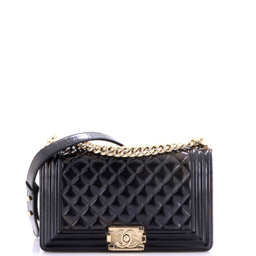 Chanel Boy Flap Bag Quilted Iridescent Glazed Calfskin Old Medium