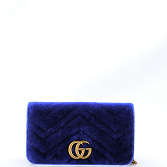 Gucci GG Marmont Chain Flap Bag Matelasse Velvet Mini
