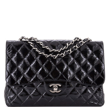Chanel Vintage Classic Single Flap Bag Quilted Patent Jumbo