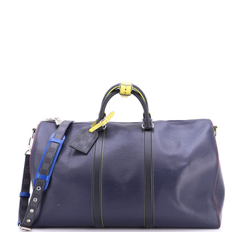 Louis Vuitton Keepall Bandouliere Bag Epi Leather with Damier Graphite 50