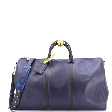 Louis Vuitton Keepall Bandouliere Bag Epi Leather with Damier Graphite 50