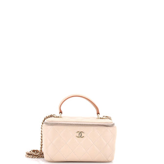 Chanel Classic Top Handle Vanity Case with Chain Quilted Lambskin Small