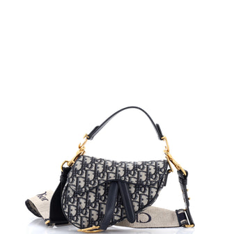 Christian Dior Saddle Handbag with Strap Oblique Canvas Mini