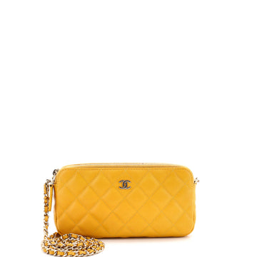 Chanel Double Zip Clutch with Chain Quilted Caviar