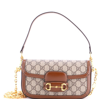 Gucci Horsebit 1955 Shoulder Bag GG Coated Canvas with Leather East West