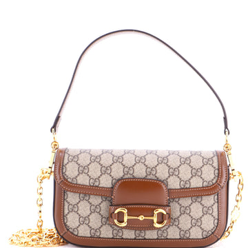 Gucci Horsebit 1955 Shoulder Bag GG Coated Canvas with Leather East West