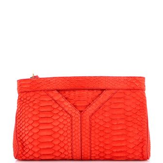 Saint Laurent Y Zip Clutch Python