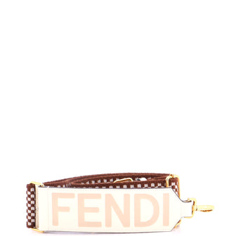 Fendi Logo Strap You Shoulder Strap Check Canvas and Leather