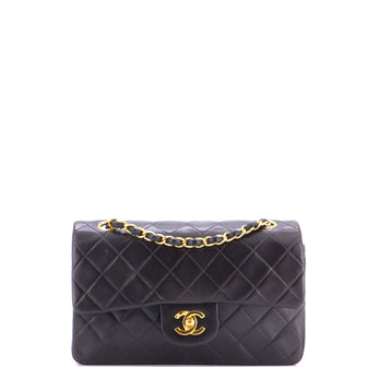 Chanel Vintage Classic Double Flap Bag Quilted Lambskin Small