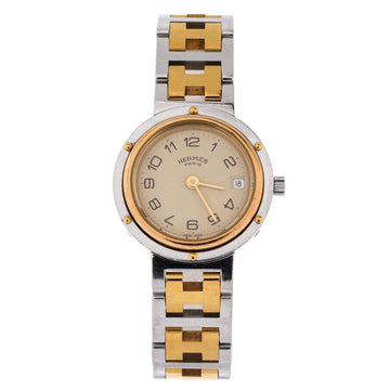 Hermes Clipper Quartz Watch Stainless Steel with Plated Metal 24