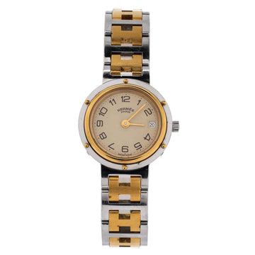 Hermes Clipper Quartz Watch Stainless Steel with Plated Metal 24