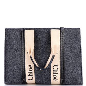 Chloe Woody Tote Recycled Felt with Leather and Canvas Large