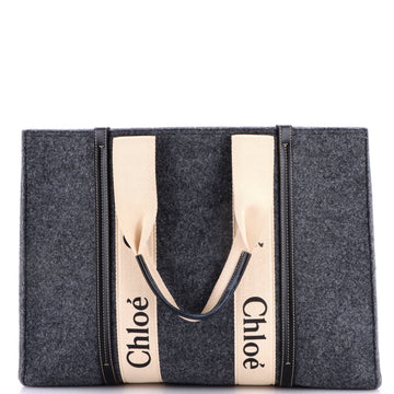 Chloe Woody Tote Recycled Felt with Leather and Canvas Large
