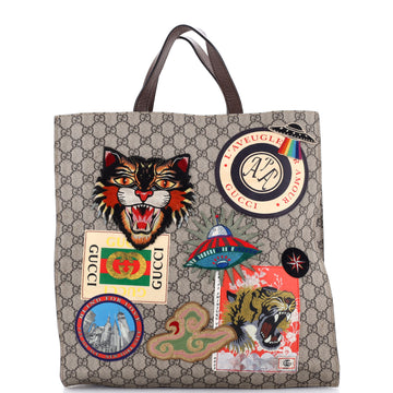 Gucci Courrier Convertible Soft Open Tote GG Coated Canvas with Applique North South