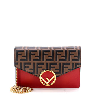 Fendi F is Fendi Envelope Wallet on Chain Zucca Embossed Leather