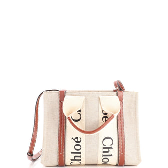 Chloe Woody Convertible Tote Canvas with Leather Small