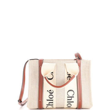 Chloe Woody Convertible Tote Canvas with Leather Small