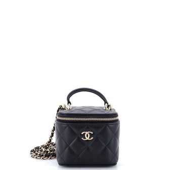 Chanel Classic Top Handle Vanity Case with Chain Quilted Lambskin Mini