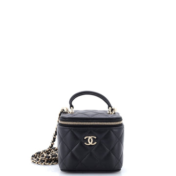 Chanel Classic Top Handle Vanity Case with Chain Quilted Lambskin Mini