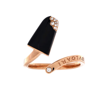 Bvlgari Gelati Ring 18K Rose Gold with Onyx and Diamonds