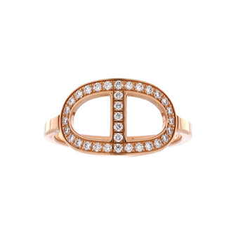 Hermes Chaine d'Ancre Contour Ring 18K Rose Gold and Diamonds Medium