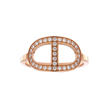 Hermes Chaine d'Ancre Contour Ring 18K Rose Gold and Diamonds Medium