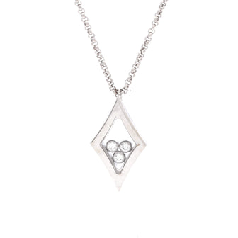 Chopard Happy Diamonds 3 Diamonds Drop Pendant Necklace 18K White Gold with Floating Diamonds