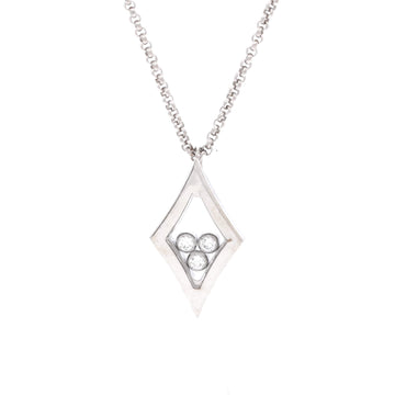 Chopard Happy Diamonds 3 Diamonds Drop Pendant Necklace 18K White Gold with Floating Diamonds