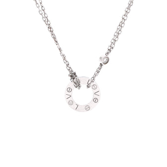 Cartier 2 Diamonds Love Pendant Necklace 18K White Gold with Diamonds