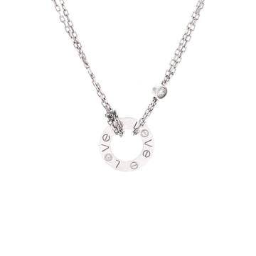 Cartier 2 Diamonds Love Pendant Necklace 18K White Gold with Diamonds