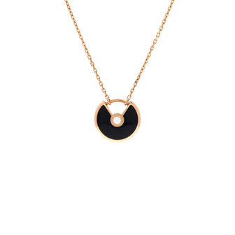 Cartier Amulette de Cartier Pendant Necklace 18K Rose Gold with Onyx and Diamond XS
