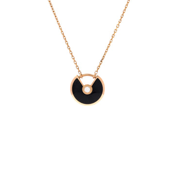 Cartier Amulette de Cartier Pendant Necklace 18K Rose Gold with Onyx and Diamond XS