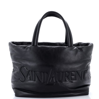 Saint Laurent Debossed Logo Tote Padded Leather