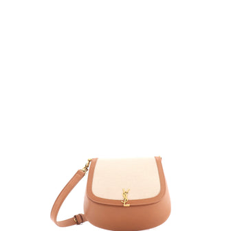 Saint Laurent Voltaire Top Handle Bag Leather and Canvas Mini