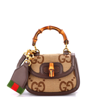 Gucci Bamboo 1947 Top Handle Bag Jumbo GG Canvas Mini