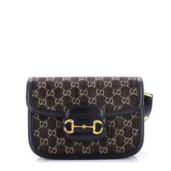 Gucci Horsebit 1955 Shoulder Bag GG Denim Small