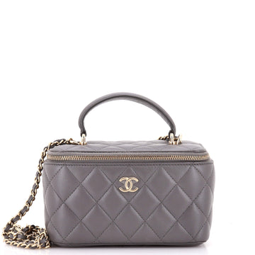 Chanel Classic Top Handle Vanity Case with Chain Quilted Lambskin Small