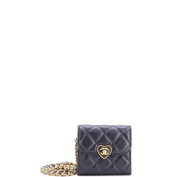 Chanel Coco Love CC Heart Clutch with Chain Quilted Lambskin Mini