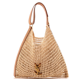 Saint Laurent Oxalis Shoulder Bag Raffia Crochet with Leather