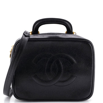 Chanel Vintage Timeless Zip Around Vanity Case Caviar Small