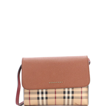 Burberry Loxley Crossbody Bag Haymarket Coated Canvas and Leather Small