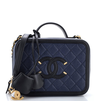 Chanel Filigree Vanity Case Quilted Caviar Medium